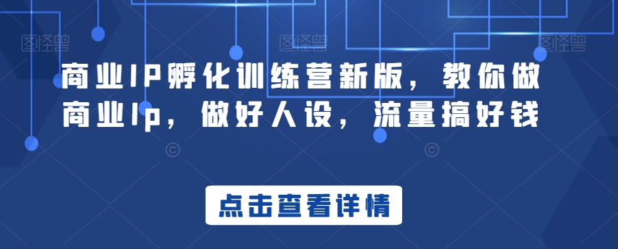 商业IP孵化训练营新版，教你做商业Ip，做好人设，流量搞好钱-中赚微课堂-木木源码网