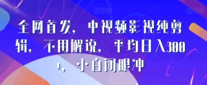 【视频课程】全网首发，中视频影视纯剪辑，不用解说，平均日入300+，小白闭眼冲-闲乐解说文案网-木木源码网