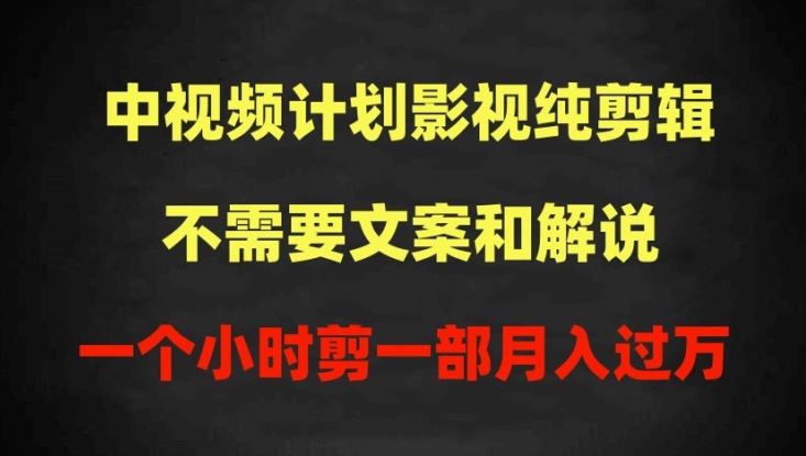 【视频课程】中视频计划影视纯剪辑，不需要文案和解说，100%过原创月入过万-闲乐解说文案网-木木源码网